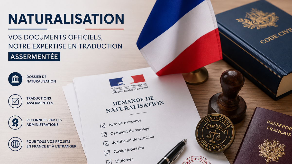 alt="Documents pour procédure de naturalisation française - traduction assermentée d'actes d'état civil"